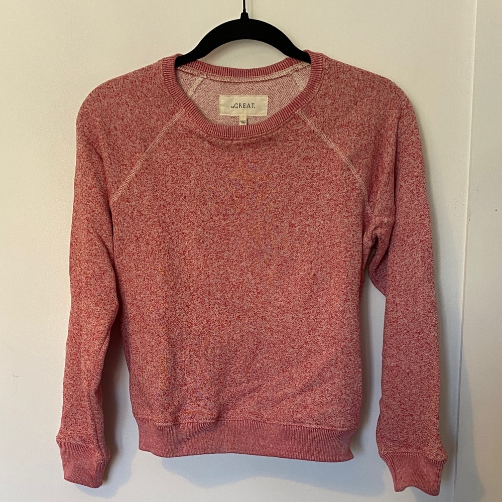 THE GREAT. Heathered Rose Crewneck Sweater